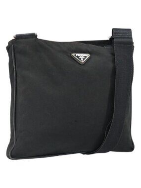 Authentic PRADA Shoulder Bag Nylon Black Silver